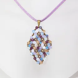 Pendant 45cm - Shea Rhombus M-Mauve Suedine - Pendant 45cm - Laiton bronze